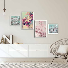 Wallity Cuadro Decorativo Enmarcado en MDF (4 Piezas) 4PBCT-05